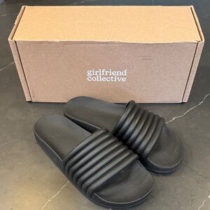 Girlfriend Collective ReSlide Black Ribbed Slides